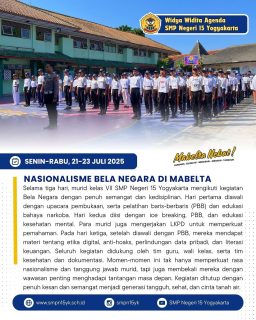 Terima kasih untuk seluruh pihak yang telah mendukung pelaksanaan kegiatan Bela Negara untuk murid kelas VII SMP Negeri 15 Yogyakarta. Sampai jumpa di kegiatan inspiratif berikutnya ✨