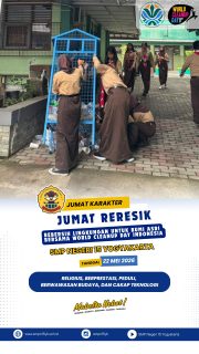 Pada Jumat, 22 Mei 2026 kami mengikuti Aksi Kampanye Bebersih Sekolah: Bebersih Lingkungan untuk Bumi yang ASRI (Aman, Sehat, Resik, Indah) yang diselenggarakan oleh World Cleanup Day Indonesia bekerjasama dengan PGLHK. 
Kegiatan bebersih lingkungan dilakukan oleh guru, karyawan, dan murid. Ada kegiatan pemilahan sampah botol plastik, kertas, dan penimbangan sampah untuk dijual di bank sampah. Selain itu, sampah organik seperti rumput dan daun dimasukkan ke dalam biopori dan komposter untuk dijadikan kompos. 
Lingkungan sekolah menjadi bersih, sampah terpilah, dan didaur ulang sesuai jenisnya.

#kami13juta 
#kami13juta💪