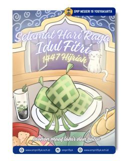 Selamat Hari Raya Idul Fitri 1447 H 🌙✨

Mari rayakan kemenangan dengan hati yang bersih, saling memaafkan, dan mempererat silaturahmi 🤝💛

Mohon maaf lahir dan batin.

Poster digital ini adalah karya Ayesha Lovina kelas 8I