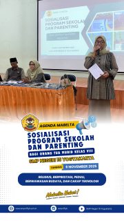 Sosialisasi Program Sekolah dan Parenting bagi Orang Tua Murid Kelas VIII SMP Negeri 15 Yogyakarta. Topik sosialisasi, yaitu program kurikulum dan kegiatan belajar kelas VIII, agenda kesiswaan dan penguatan karakter, program Mas JOS Pemkot Yogyakarta, dan parenting Inspiratif bersama guru BK, tentang peran keluarga dalam mendampingi anak di era digital.

Terima kasih untuk kehadiran dan partisipasi seluruh orang tua yang senantiasa menjadi mitra sekolah dalam tumbuh kembang anak-anak.