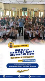 Pada hari Selasa, tanggal 11 November 2025, bertempat di Ruang AVA SMP Negeri 15 Yogyakarta, telah dilaksanakan kegiatan Workshop Sekolah Adiwiyata dalam rangka internalisasi Penerapan Ramah Lingkungan Hidup (PRLH) di lingkungan SMP Negeri 15 YogyakartaAd. apun tujuan kegiatan ini adalah untuk meningkatkan kesadaran dan partisipasi seluruh warga sekolah dalam mewujudkan sekolah yang berwawasan lingkungan sesuai dengan prinsip Sekolah Adiwiyata. Kegiatan berlangsung mulai pukul 10.00 WIB hingga 14.00 WIB. Selama kegiatan berlangsung, peserta mengikuti acara dengan tertib dan antusias. Seluruh peserta juga membawa tumbler masing-masing sebagai bentuk komitmen terhadap pengurangan sampah plastik.

#widyawidita #smpn15yk #adiwiyata #2025