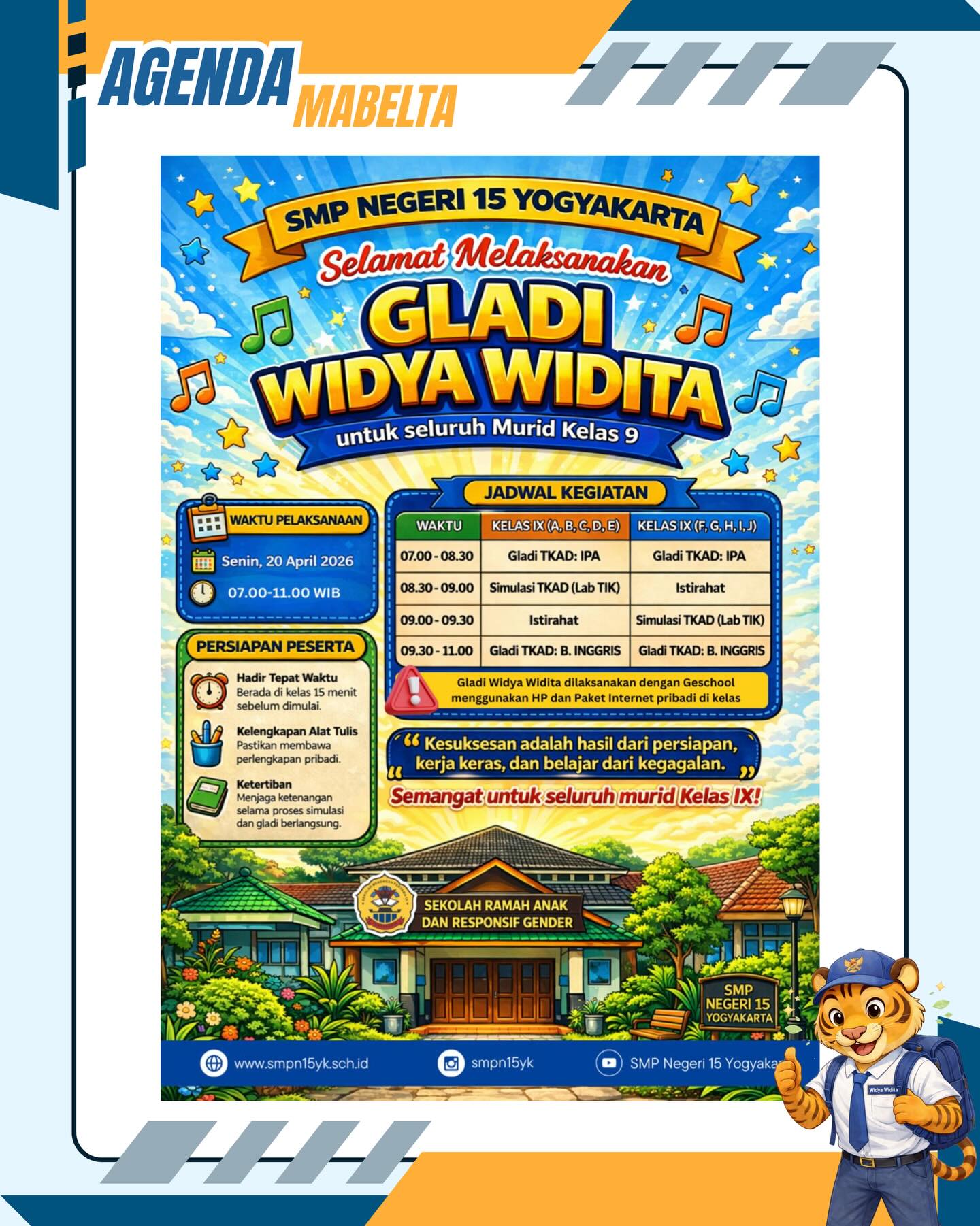 Semangat melaksanakan Gladi Widya Widita bagi murid kelas IX 🔥