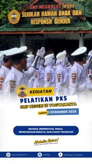 Selamat dan sukses atas Pelantikan Anggota Baru Patroli Keamanan Sekolah (PKS) SMPN 15 Yogyakarta! 🌟
Hari ini, para anggota PKS resmi dikukuhkan dan siap mengemban amanah untuk menjadi Garda Terdepan dalam penegakan tata tertib dan kedisiplinan di sekolah. Pengkukuhan langsung dikukuhkan oleh Lantas Polresta Kota Yogyakarta

Semoga semangat tanggung jawab, integritas, dan kepedulian selalu menyertai setiap langkah tugas kalian. Jadilah teladan bagi seluruh siswa, menjamin keamanan, dan mewujudkan lingkungan sekolah yang tertib, aman, dan nyaman.
Selamat bertugas, tunjukkan pengabdian terbaik kalian!