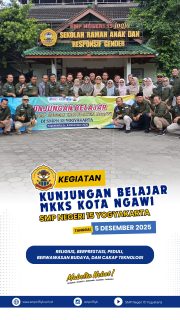 Berbagi Praktik Baik, Menginspirasi Pendidikan Inklusif!

SMPN 15 Yogyakarta hari ini mendapat kehormatan menerima kunjungan studi dari MKKS Ngawi (Musyawarah Kerja Kepala Sekolah) dalam rangka pendalaman implementasi Pendidikan Inklusi dan perwujudan Sekolah Ramah Anak (SRA).

Suatu kebanggaan bagi kami dapat berbagi pengalaman dan praktik-praktik terbaik yang telah kami jalankan untuk memastikan setiap peserta didik mendapatkan hak pendidikan yang setara, aman, dan nyaman.