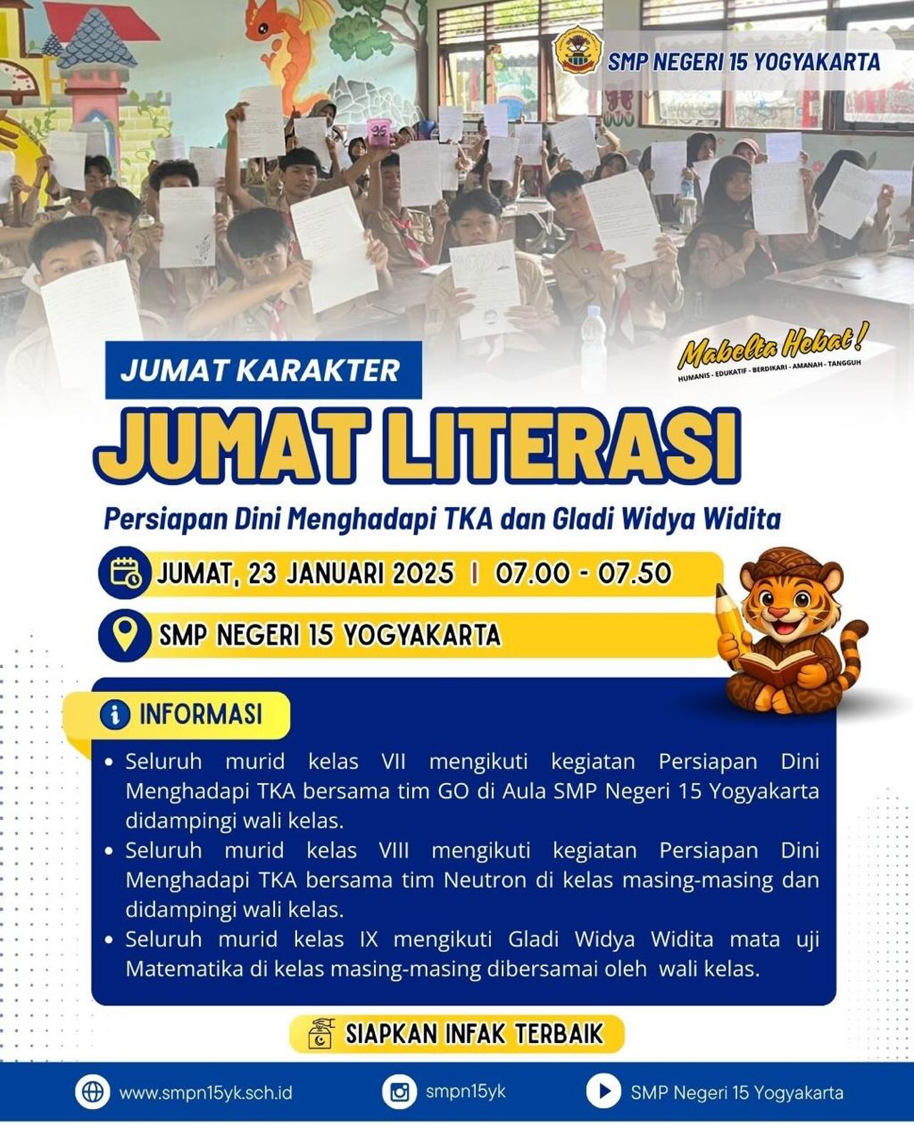 Jumat Karakter - Jumat Literasi bagi murid kelas VII, VIII, dan IX ✨