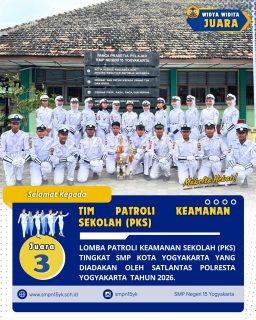 Selamat kepada tim Patroli Keamanan Sekolah (PKS) pada lomba PKS tingkat SMP Kota Yogyakarta tahun 2026.