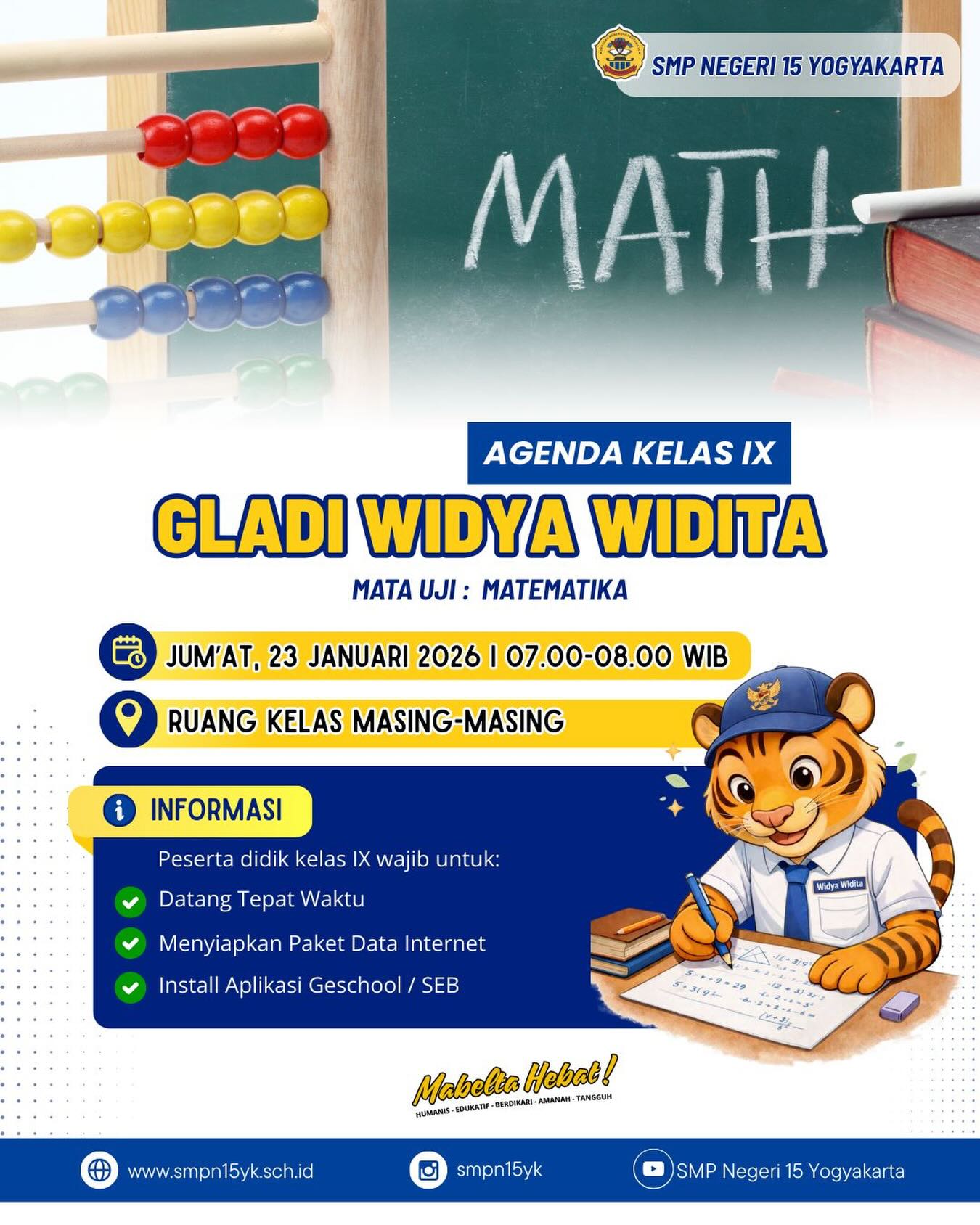 Semangat melaksanakan Gladi Widya Widita mata pelajaran Matematika bagi murid kelas IX ✨