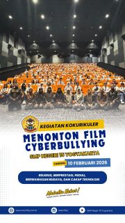 SMPN 15 Yogyakarta melaksanakan kegiatan kokurikuler kelas VIII dengan menonton film cyberbullying secara bersama-sama. Kegiatan ini bertujuan menumbuhkan kesadaran siswa tentang pentingnya etika berkomunikasi di dunia digital, memahami dampak perundungan siber, serta membangun sikap saling menghargai antar sesama. Melalui kegiatan ini, diharapkan siswa mampu menggunakan media sosial secara bijak, bertanggung jawab, dan menciptakan lingkungan pergaulan yang aman serta positif.