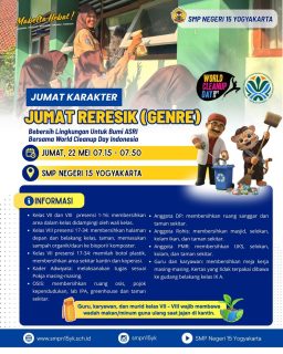 Mari kita jaga bumi ini, melalui kegiatan Jumat Karakter - Jumat Reresik 🌱