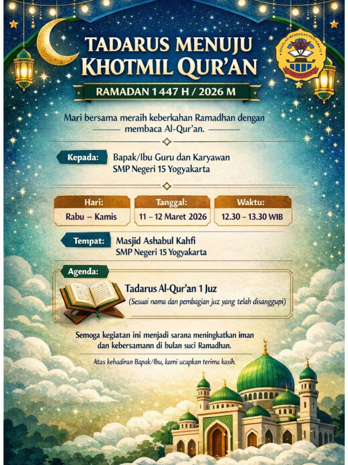 Tadarus Menuju Khotmil Quran
Ramadan 1447 H ✨