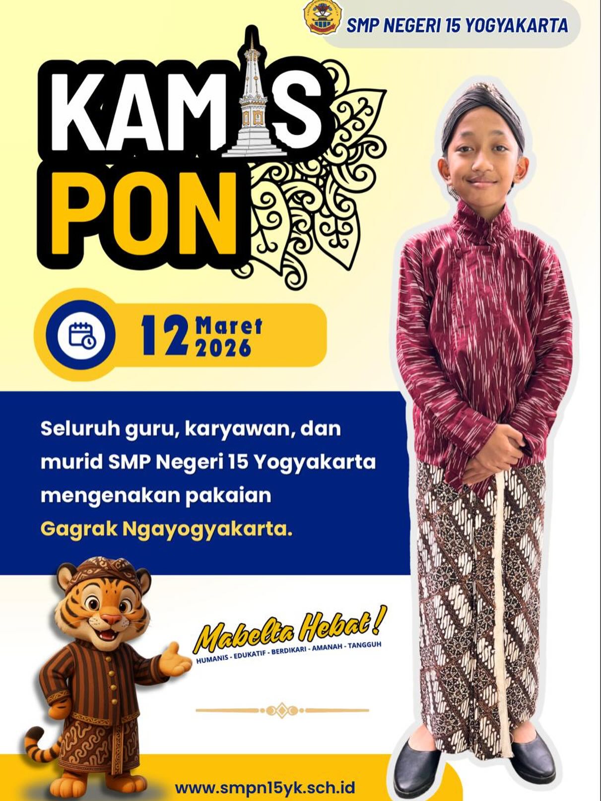 Penggunaan pakaian Gagrak pada Kamis Pon, 12 Maret 2026 ✨