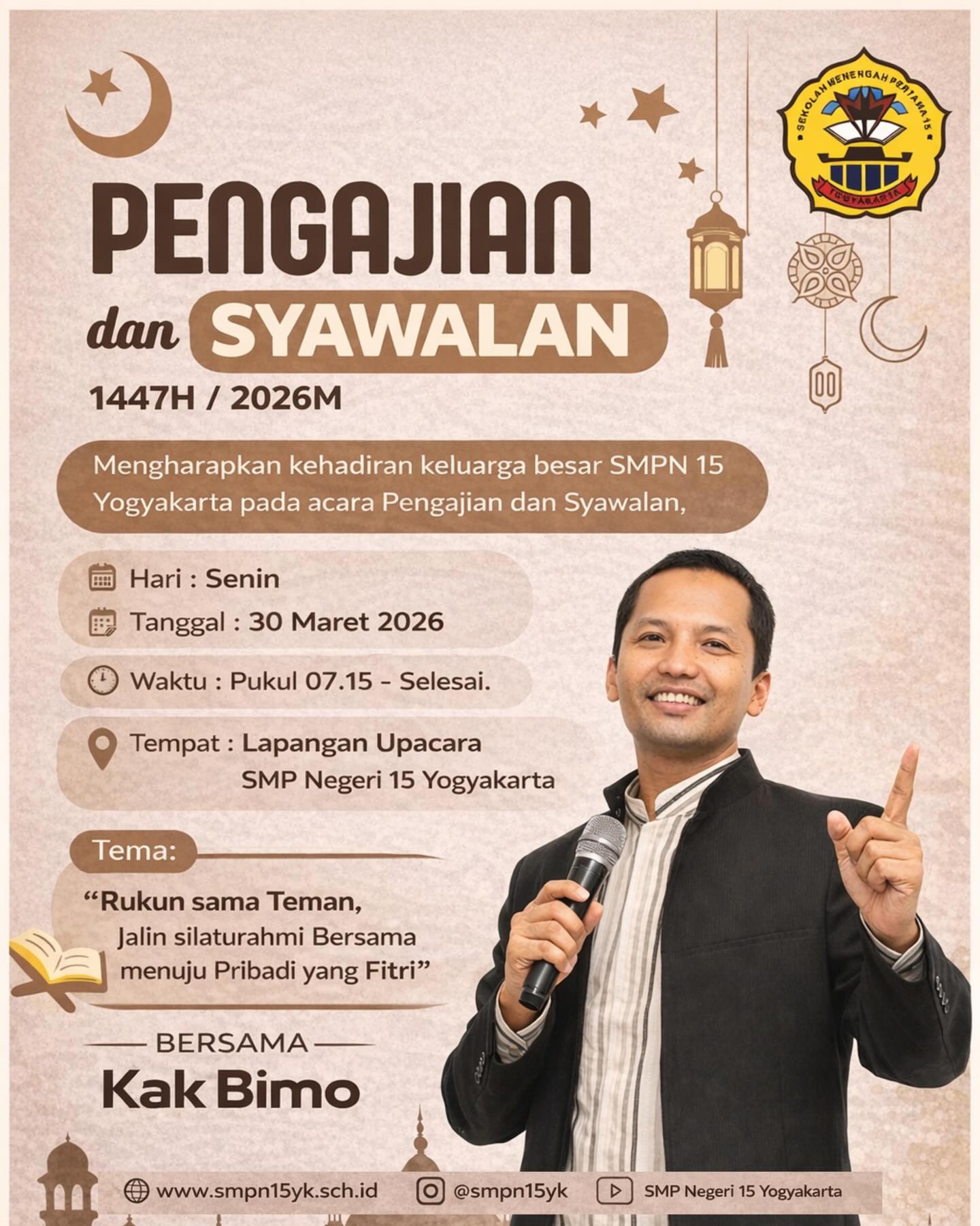 Agenda Pengajian & Syawalan bagi seluruh keluarga besar SMP Negeri 15 Yogyakarta 🙏🏼