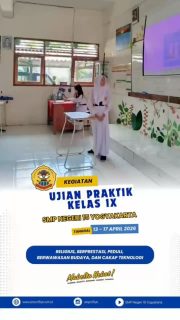 Ujian Praktik Kelas 9 berlangsung dengan lancar. Ujian telah dilaksanakan selama 5 hari dan diikuti oleh seluruh siswa kelas 9 SMP N 15 Yogyakarta ✨