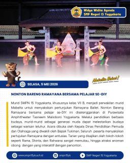 Perwakilan murid SMP Negeri 15 Yogyakarta ikut menyaksikan pertunjukan Ramayana di Hotel Tasneem Yogyakarta